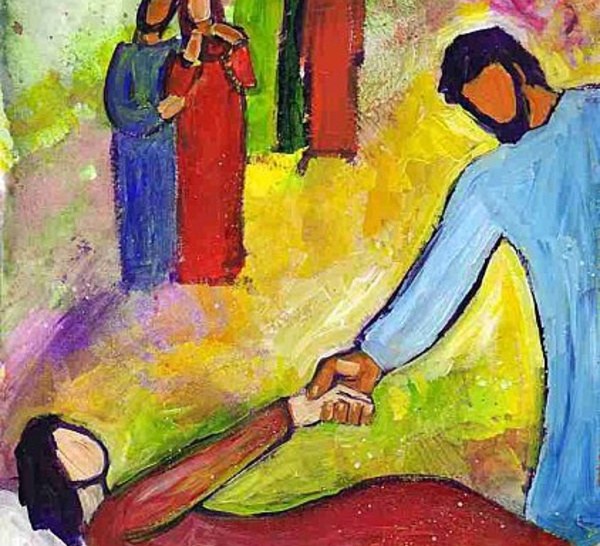 Jésus et la fille de Jaïre (Crédits photo : Bernadette Lopez, alias Berna dans Évangile et peinture)