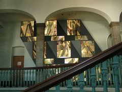 Vitraux d'Olivier Ferland au 6e étage du Pavillon Jean-Olivier Briand du Séminaire de Québec sur le mur de la chapelle. Vitraux d'Olivier Ferland au 6e étage du Pavillon Jean-Olivier Briand du Séminaire de Québec sur le mur de la chapelle.